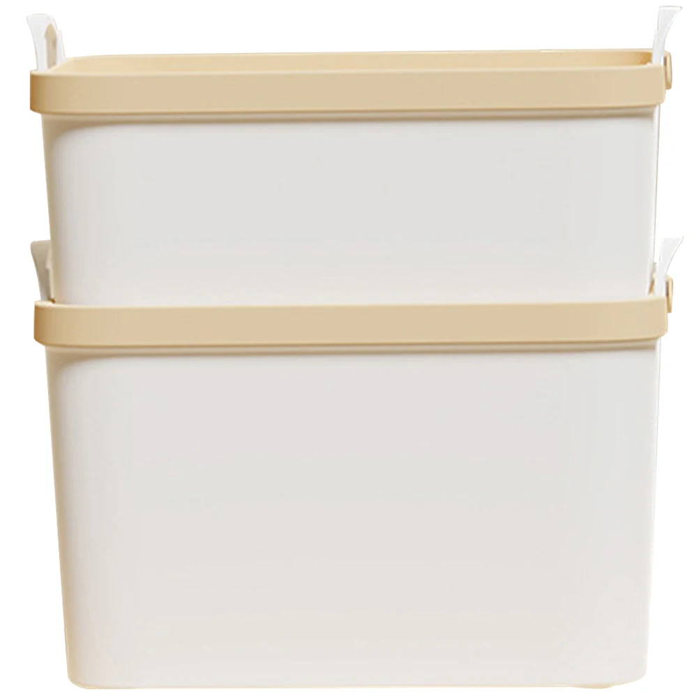 

2pcs Handheld Storage Box Multifunctional Desktop Organizer File Container With Lid Space Saving Office School Supplies