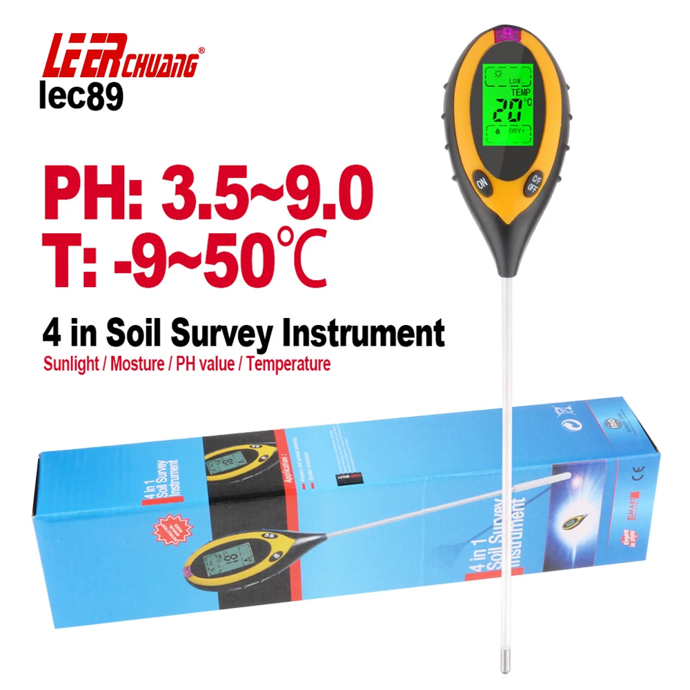 

10pcs Soil PH Tester 4 in 1 PH Sunlight Moisture Acidity Tester Soil Tester Moisture Meter Plant Soil Tester Wholesale 50% Off