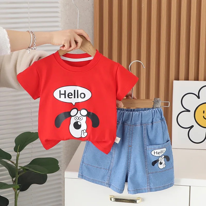 Kids Set 2024 New Summer Baby Boy Clothes Luxury Designer Cartoon Short Sleeve T-shirts and Shorts Two Piece Infant Boys Outfit