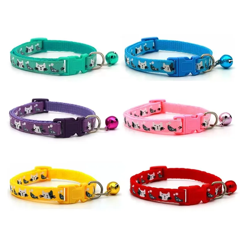 Pet Accessories Dog Cat Collar Bell Colorful Cats Pattern Adjustable Collars For Puppy Kitten DIY Small Animal