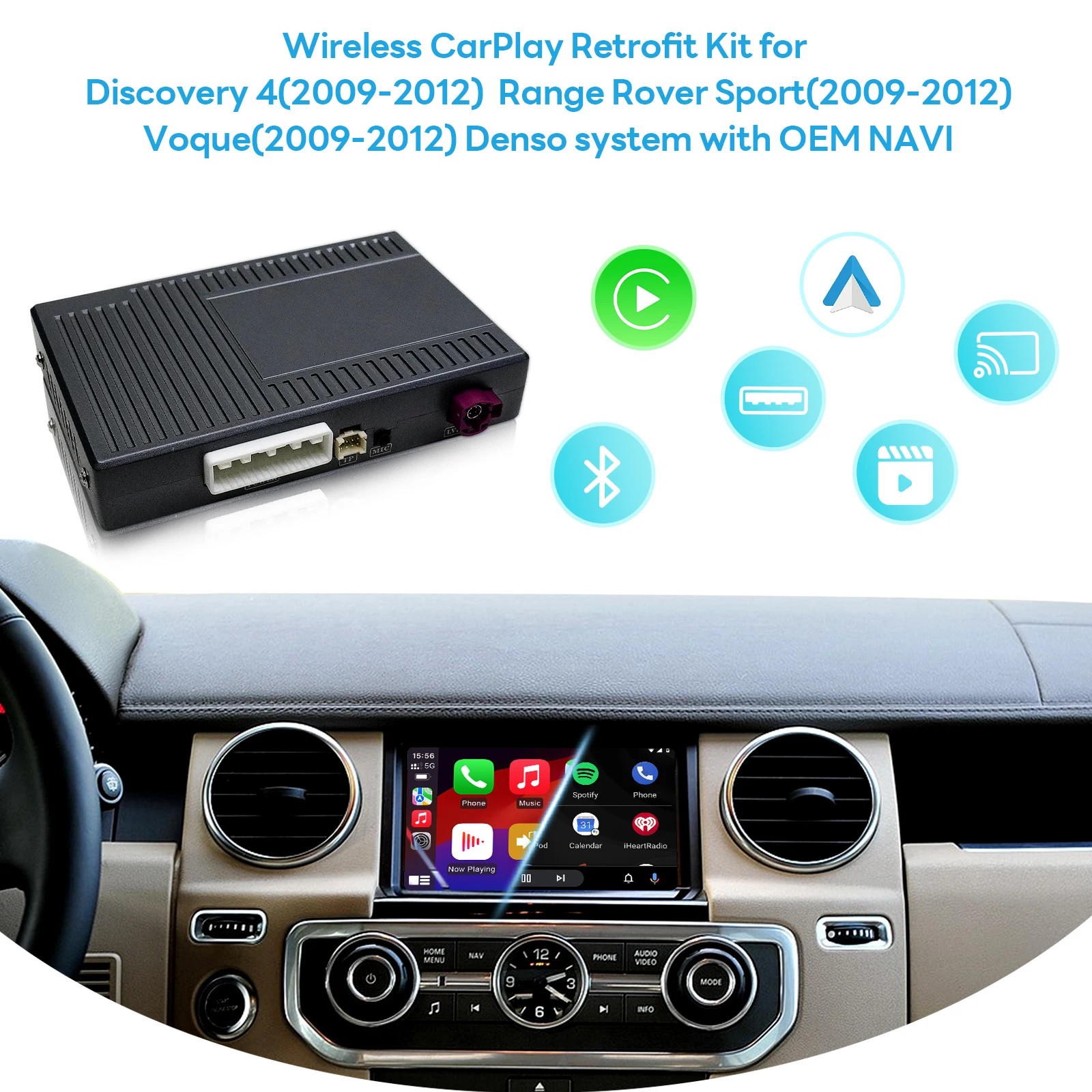 Wireless CarPlay Android Auto LVDS Interface For Land Rover Discovery 4/ Range Rover Sport/ Voque/ Denso System With OEM NAVI