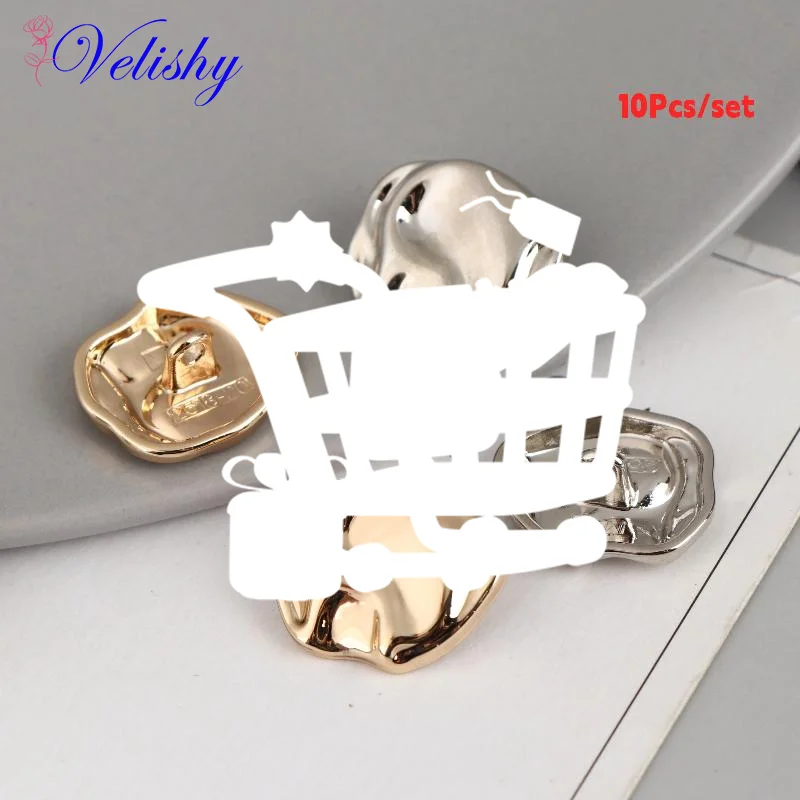 

10pcs Irregularly Shaped Buttons Beautiful Gold/Silver Color Metal Shank Buttons Diy Crafts Clothing Sewing Accessories