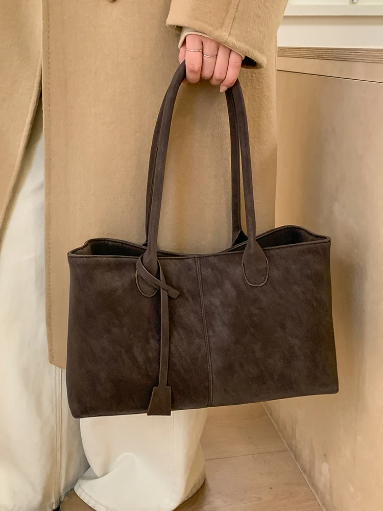 

Faionable Large Capaci Women's Tote Bag Versatile oulder Handbag Retro Sle Pure Color Soft PU Leather Commute Bag