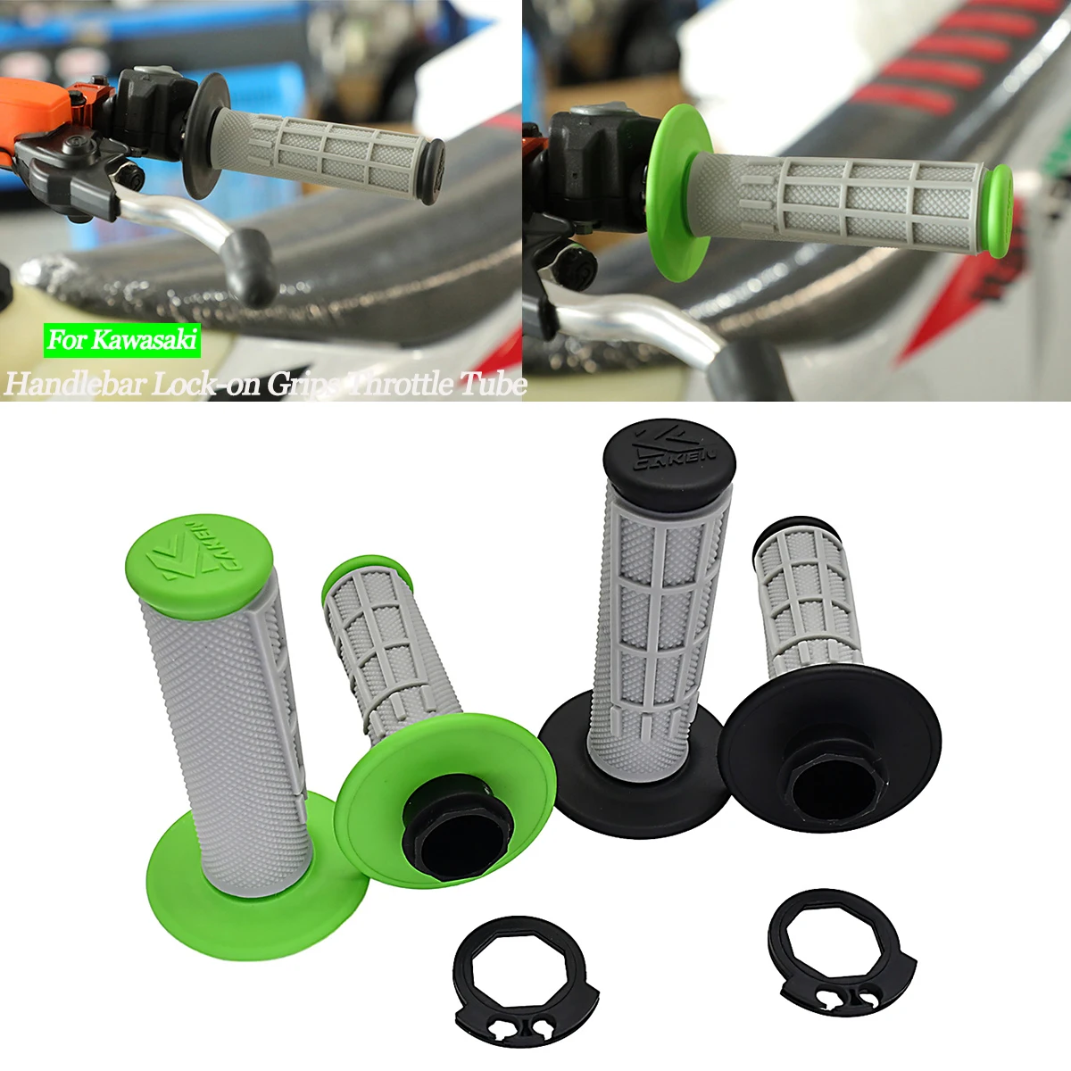 

Motorcycle Handlebar Lock-on Grips Throttle Tube For KAWASAKI KX250F KX450F KLX125 KLX250 KX 250F 450F Dirt Bike 2004-2018