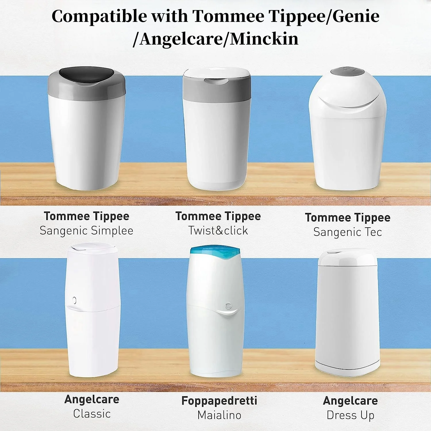 Diaper Pail Refill Bags for Sangenic Tommee Tippee for Genie for Angelcare for Munchkin, Unsented