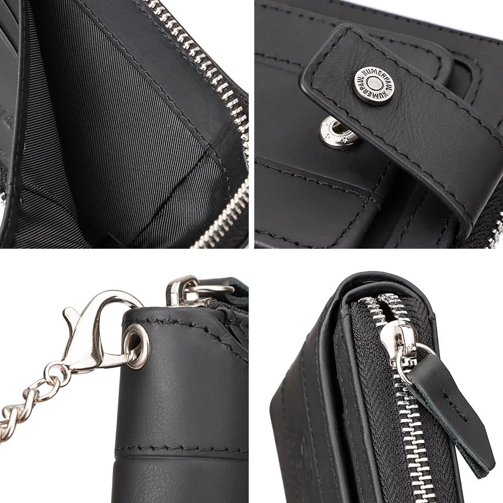 HUMERPAUL Genuine Leather Wallet for Men RFID Large Capacity ID Window Card Case with Coin Pocket Male Short Money Bag