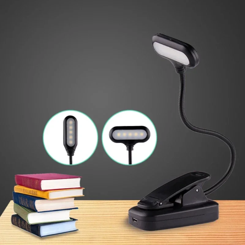 Veilleuse LED réglable pour la protection des yeux, mini lampe de bureau d\'étude à clipser, charge par batterie, flexible, voyage, chambre à