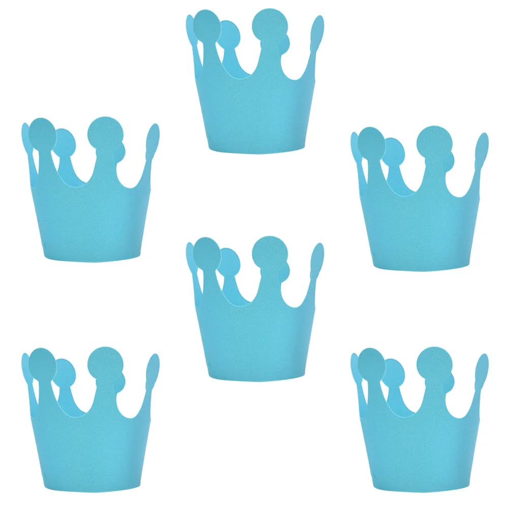 6pcs Glorious Birthday Crown Paper Hat Party Decoration for Children Kids Festive Party Supplies Accessories ( )