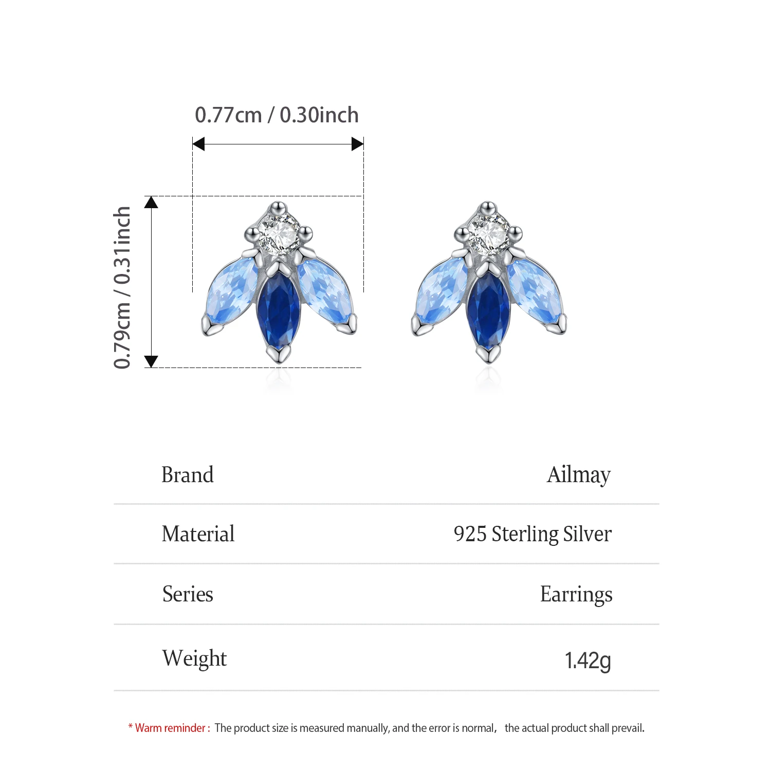 Ailmay 925 فضة موضة الأزرق الحصان العين الزركون وأقراط للنساء هندسية نموذج جديد غرامة مجوهرات #5