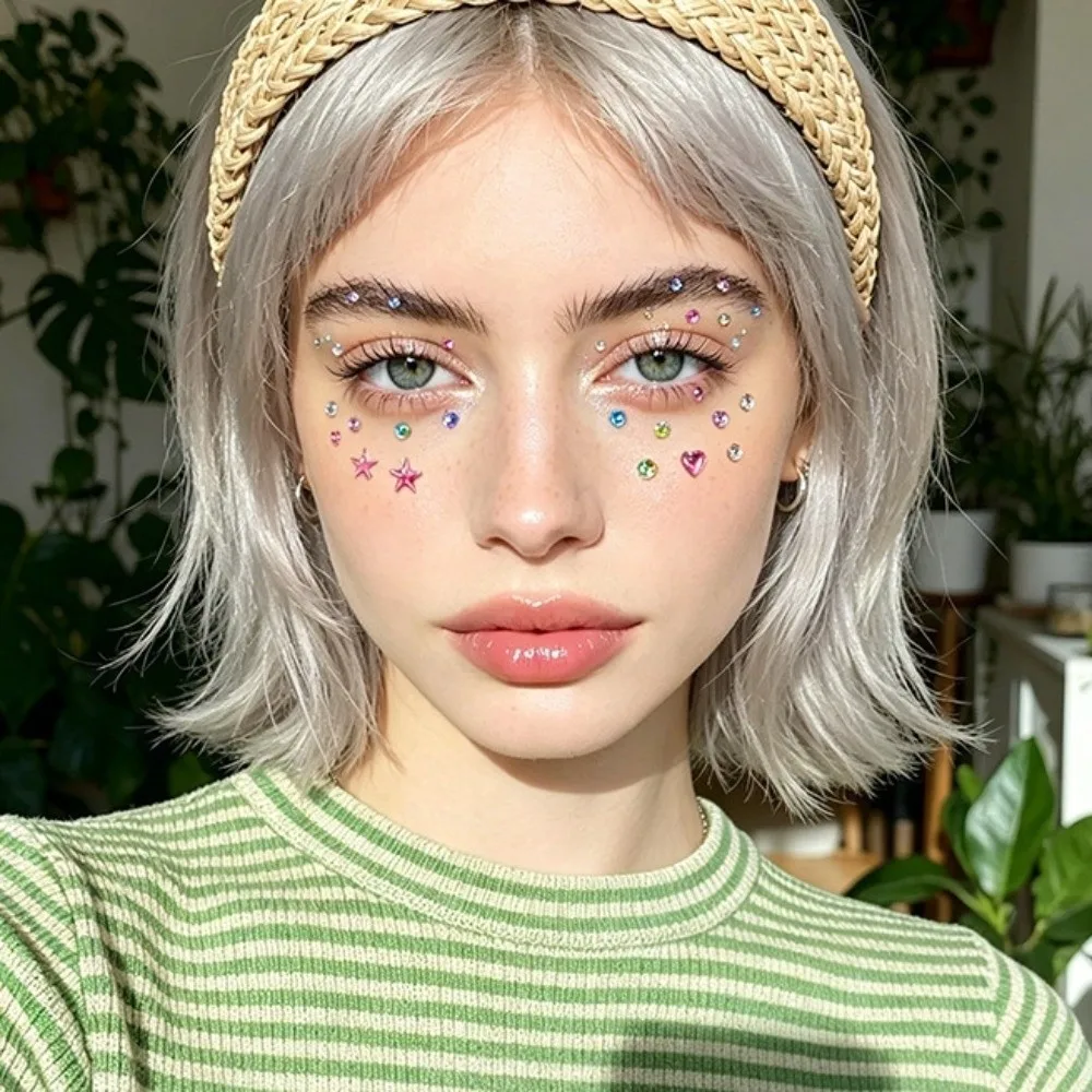 with Adhesive Backing Bedazzling Sticker Makeup 3D Resin Face Eye Jewels Sticker Waterproof Sparkling Crystal Gem Sticker
