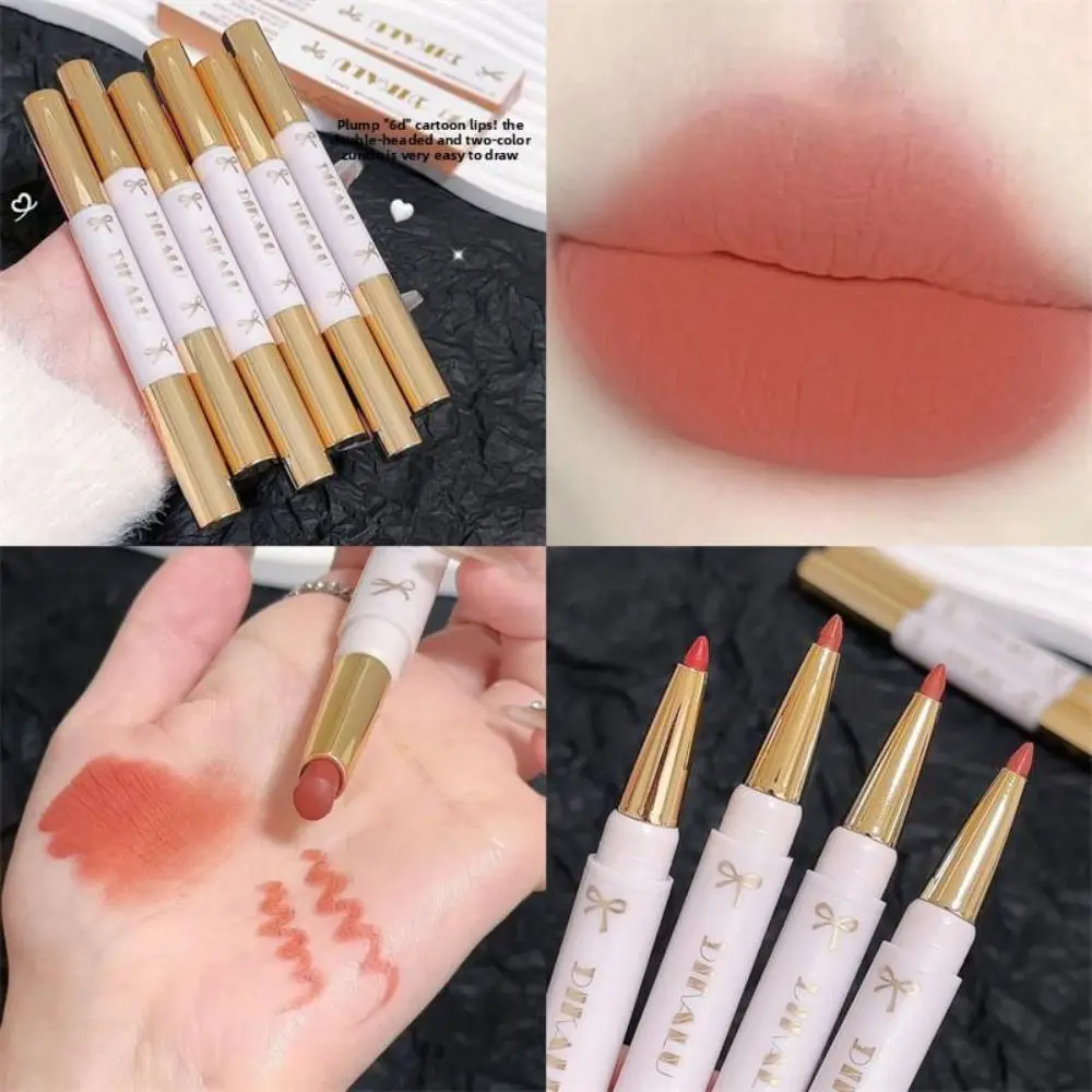 Nuevo Delineador de labios de doble punta, hidratante, resistente al agua, lápiz labial mate de larga duración, lápiz labial mate suave no transferible