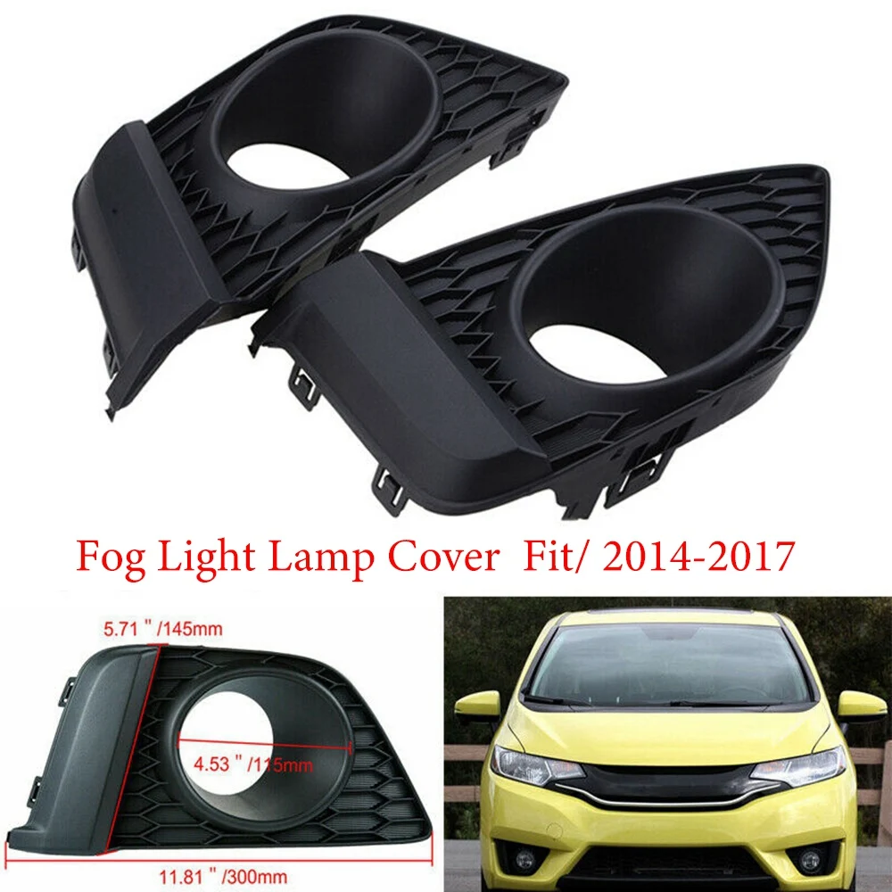 1 Pair Front Bumper Bezel Fog Light Lamp Cover with Hole for Honda Fit Jazz 2014-2017