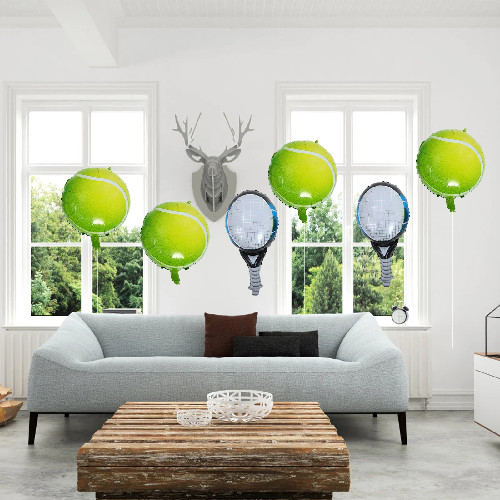 

Tennis Balloons Party Supplies Aluminum Foil Decorations Hangable Reusable Party Balloons Various Colors Easy Setup