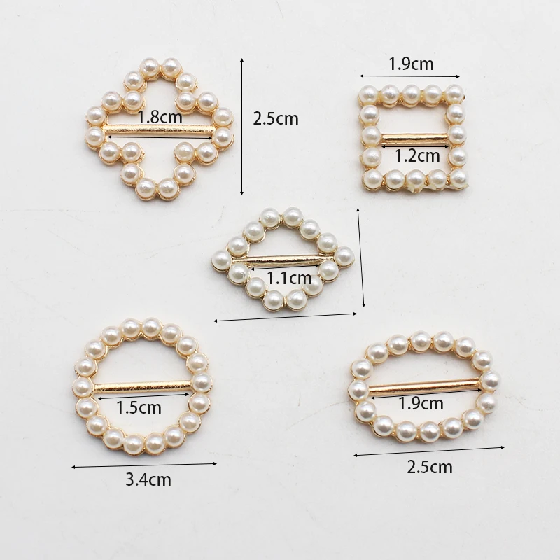 

10 шт. Пряжка из сплава с жемчугом Пряжка для одежды DIY смешанный размер лента скользящая Пряжка для поздравительной открытки декоративные пряжки аксессуары