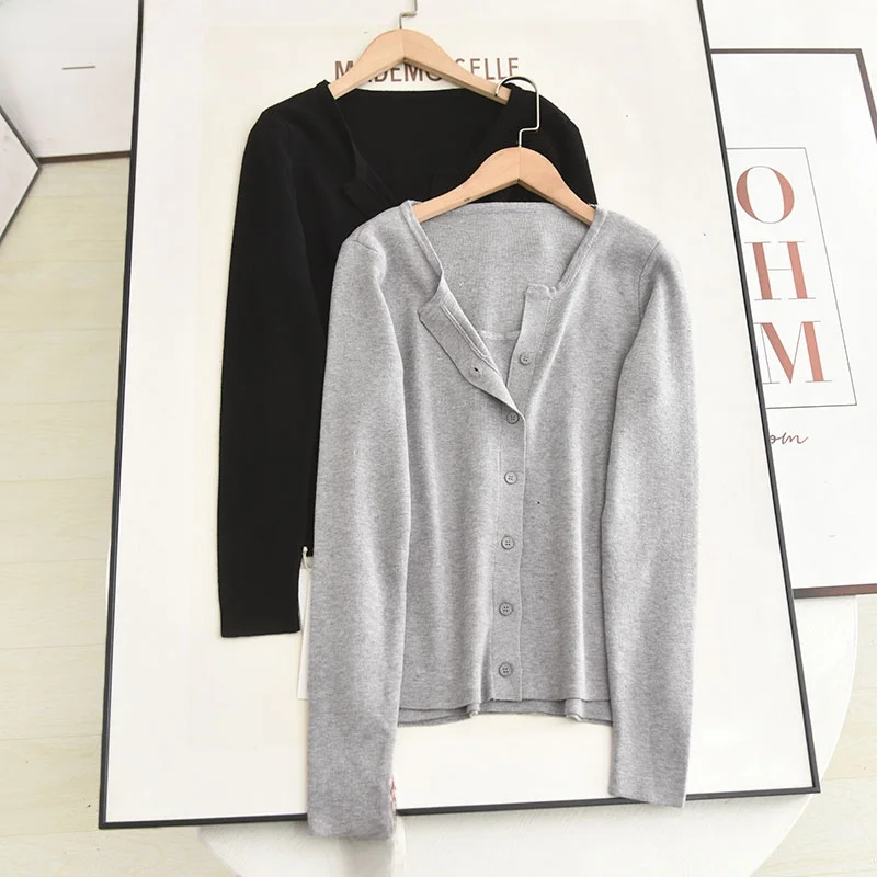 

Ele V-Ne, утягивающий вязаный открытый кардиган на одной пуговице, женский модный осенний 2023, Новое поступление