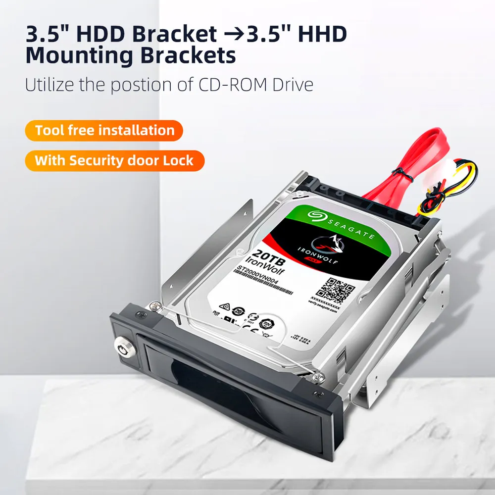 MAIWO CD-ROM Ruang HDD Rak Ponsel Internal 3.5 Inci HDD Alat Penutup Konverter Gratis Instalasi Hard Disk HDD-ROM Casing HDD