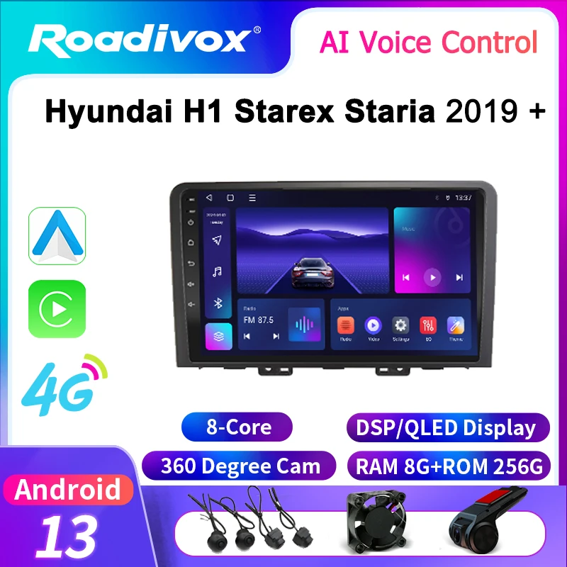 roadivox Android car radio for Hyundai H1 Starex Staria 2019  stereo GPS Navigation video Multimedia Player tape recorder