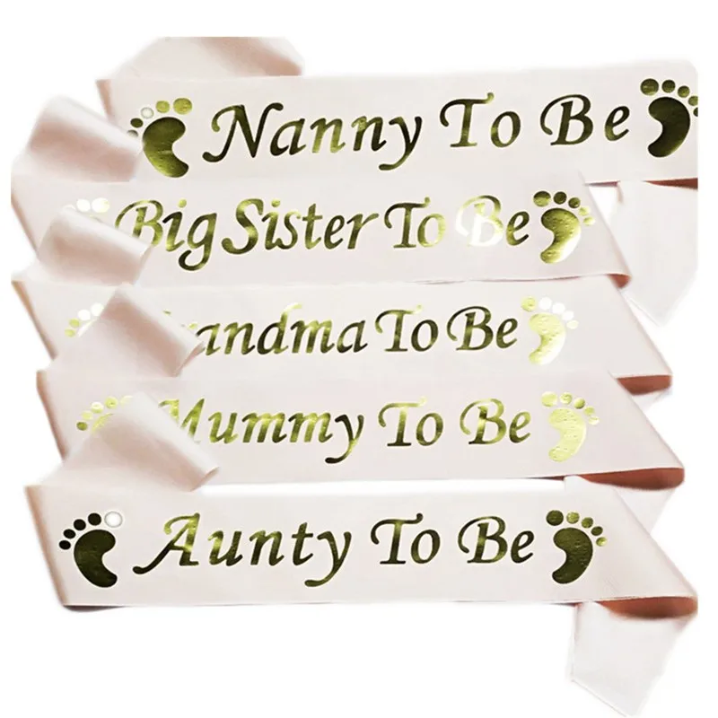 Mom To Be Gilding Sashes Baby Shower  Decor Mommy Aunty To Be Sash Party Gift Mother Favors Genderl Reveal Party Satin Ribbon