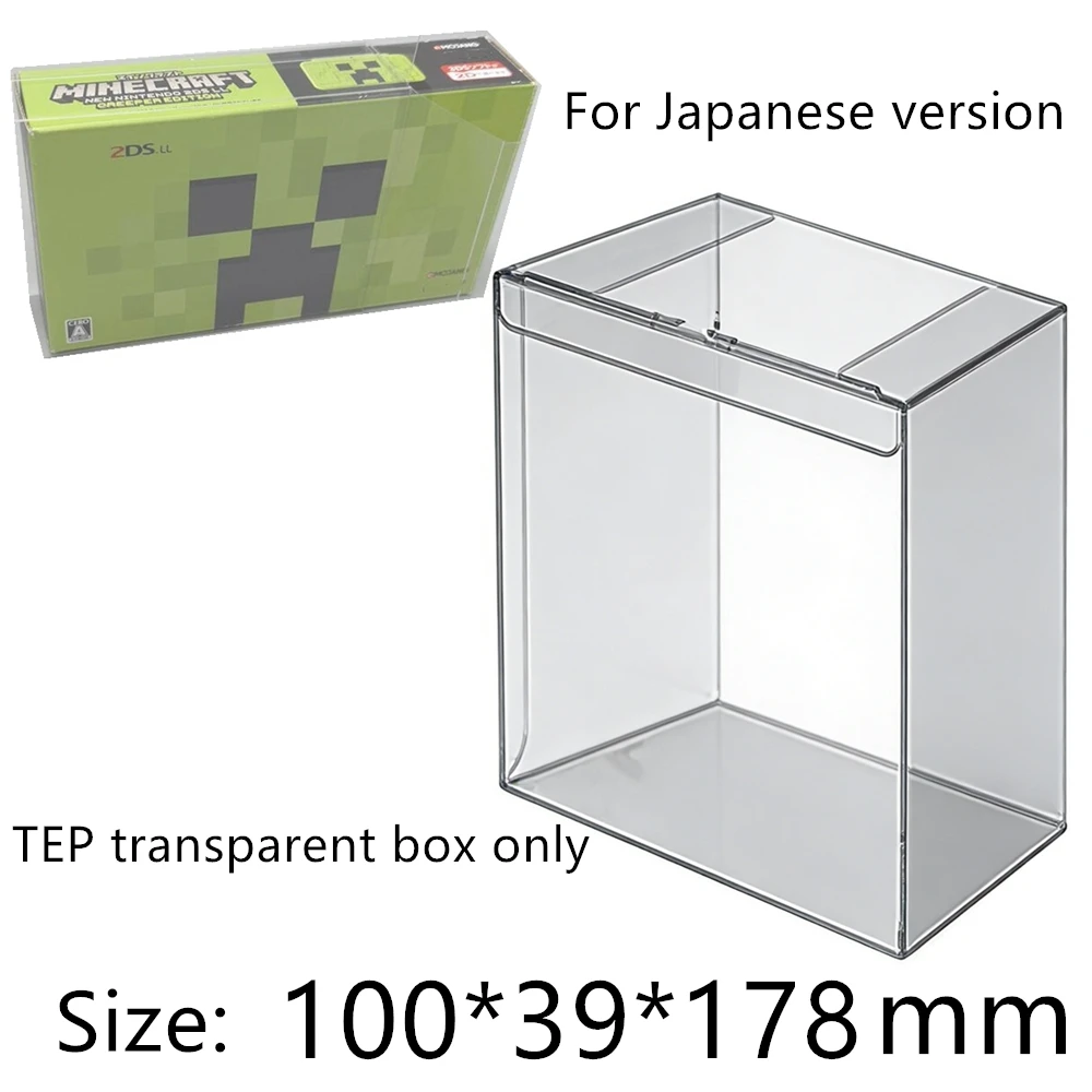 Protetor de Caixa Transparente para Novas Caixas do Nintendo 2DS LL Minecraft Creeper Edition, Estojo de Armazenamento TEP, Caixa de Exibição Transparente