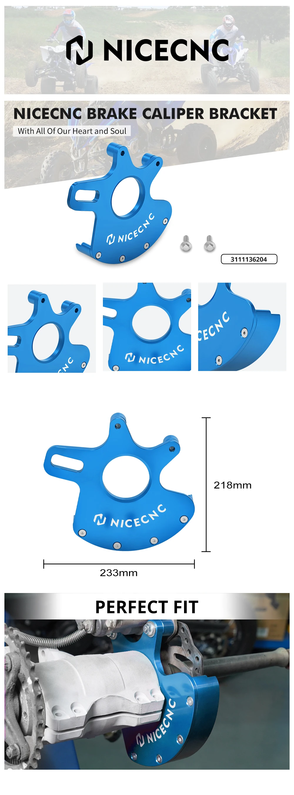 NICECNC Für Yamaha Raptor 700 700R 2006-2012 Bremssattelhalterung Schutzhalterung Aluminium ATV Zubehör 1S3-25721-01-00 – Detail 2