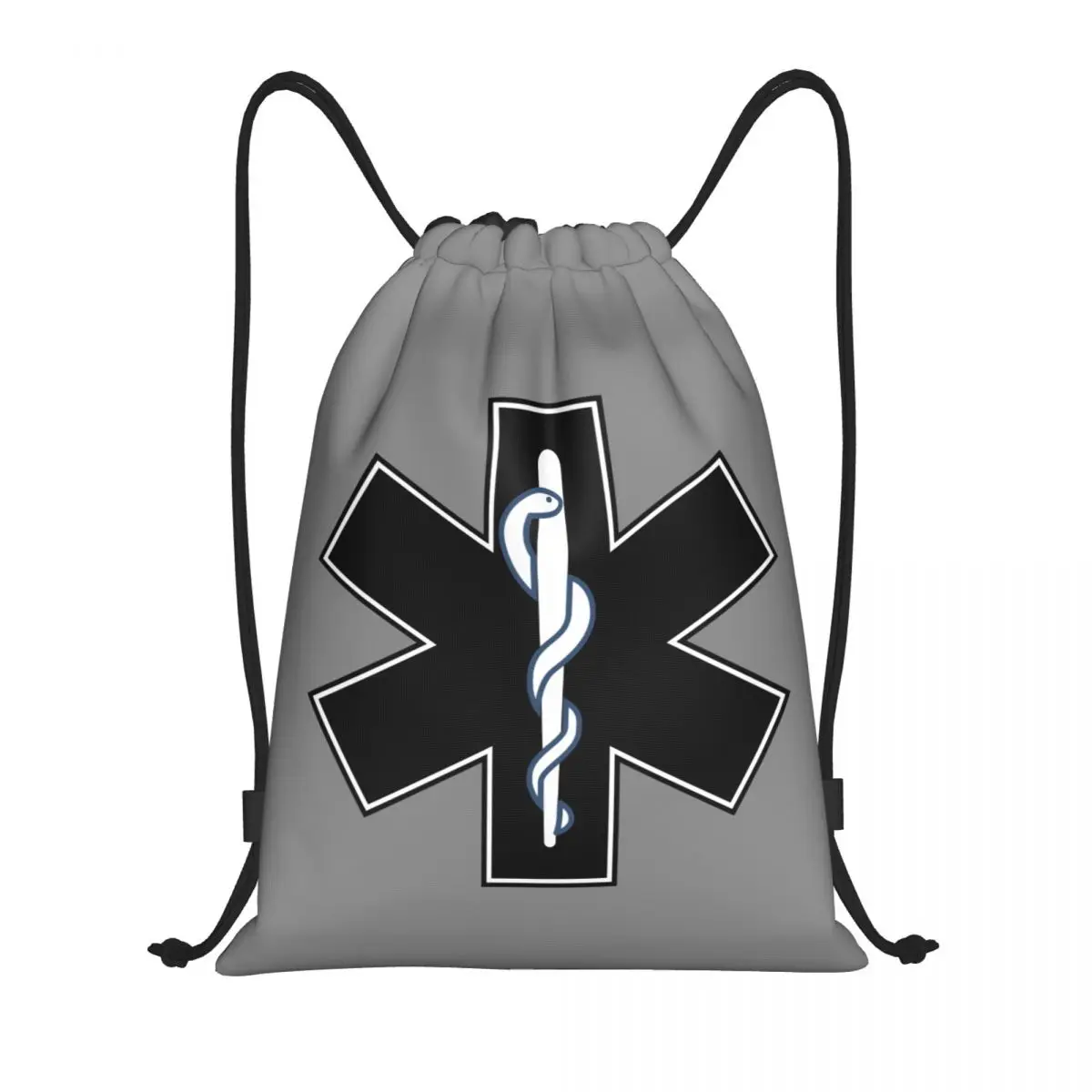 Custom Paramedic Star Of Life Drawstring Bags Women Men Lightweight Emt Emergency Medical Symbol Sports Gym Storage Backpack