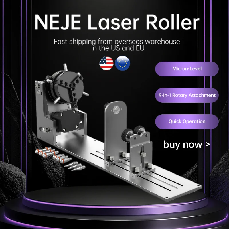NEJE 360° rotating roller axis, compatible with all laser engravers, for engraving cylindrical bottles shipping to the US and EU