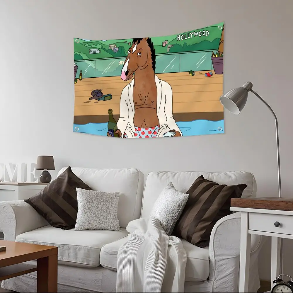 Funny Anime BoJack Horseman Flags Custom Camping Outdoor Garden room Decor Backdrops Wall Art Family Gifts