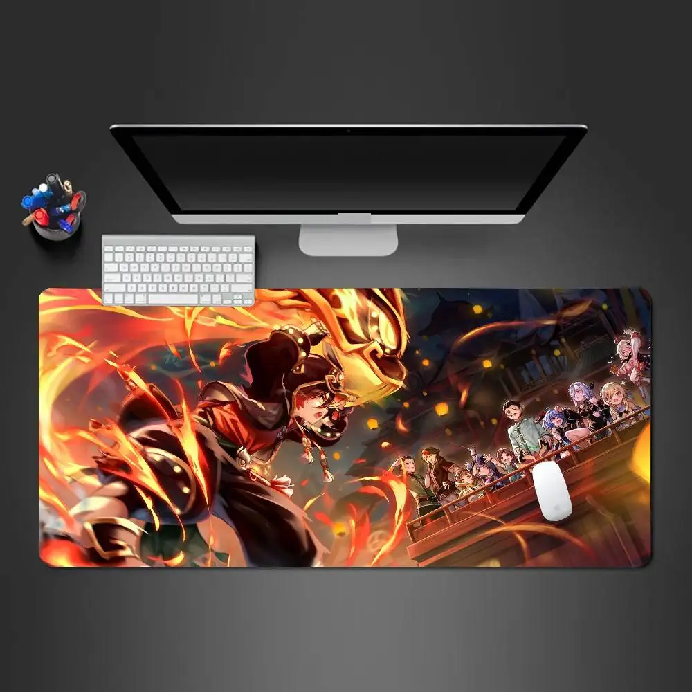 Jia Ming Anime G-Genshin Impact Mousepad Non-slip Suitable For Office Computers Laptops E-sports Game Desk Mats XXL Keyboard