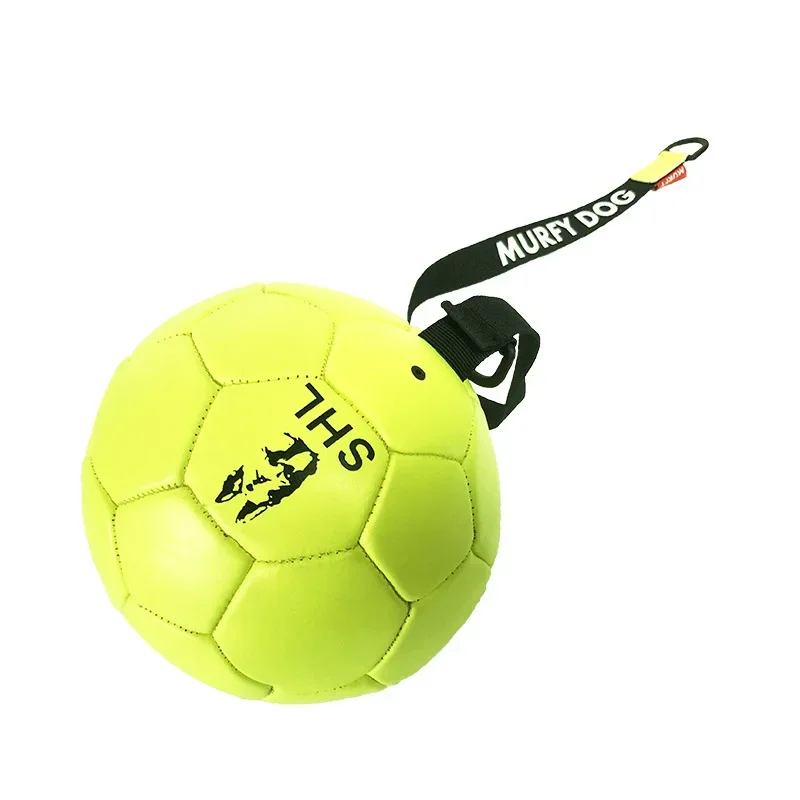 Bite-proof Pet Dog Ball Toy Cowhide Harmless Teeth Interactive Throwing Training Game Soccer Ball for Dog Pet Training Supplies