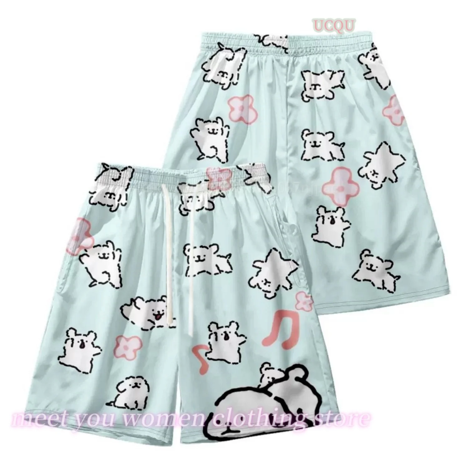 Women and men American Cartoon puppy Printing Short Pants couples daily Casual Shorts Women Clothing