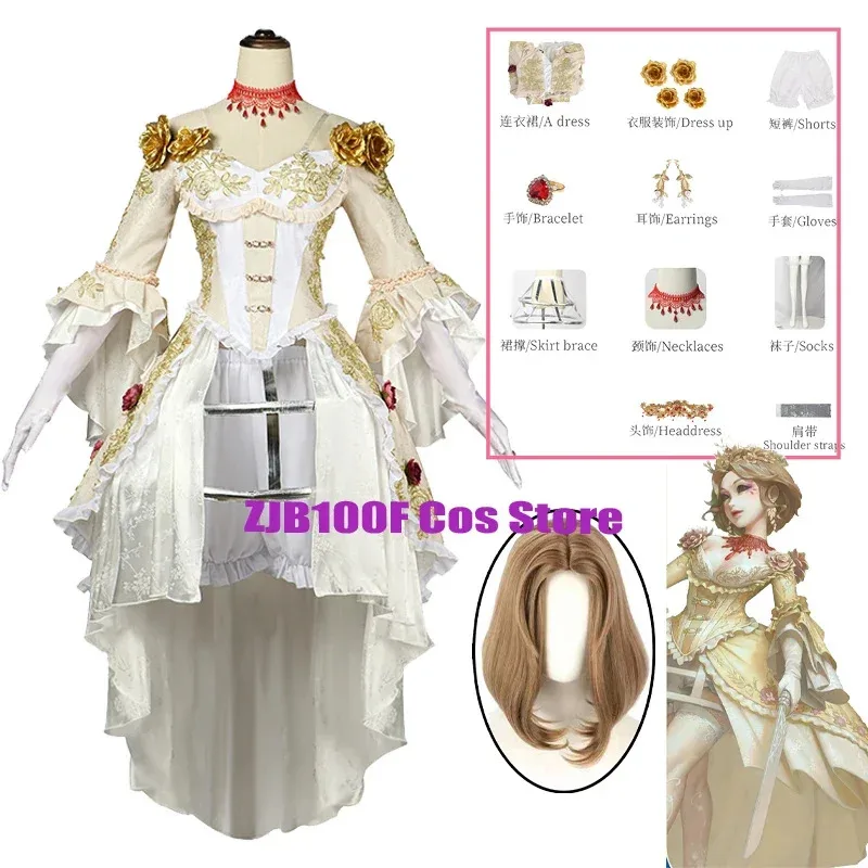 

Game Identity V Bloody Queen Cosplay Costumes White Dress Uniform Bloodbath Clothes Wig Suit Party Role Play Mary Outfit
