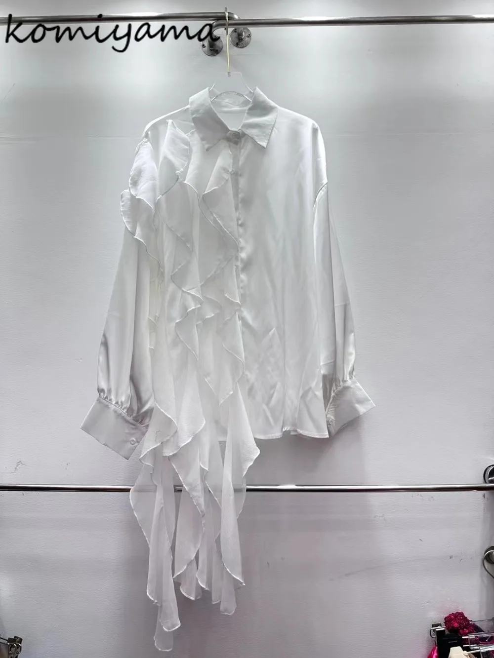 

Irregular Ruffles 2025 New Shirts & Blouses Autumn Loose Ropa De Mujer Laple Neck Blusas Long Sleeve Camisas Woman Clothing