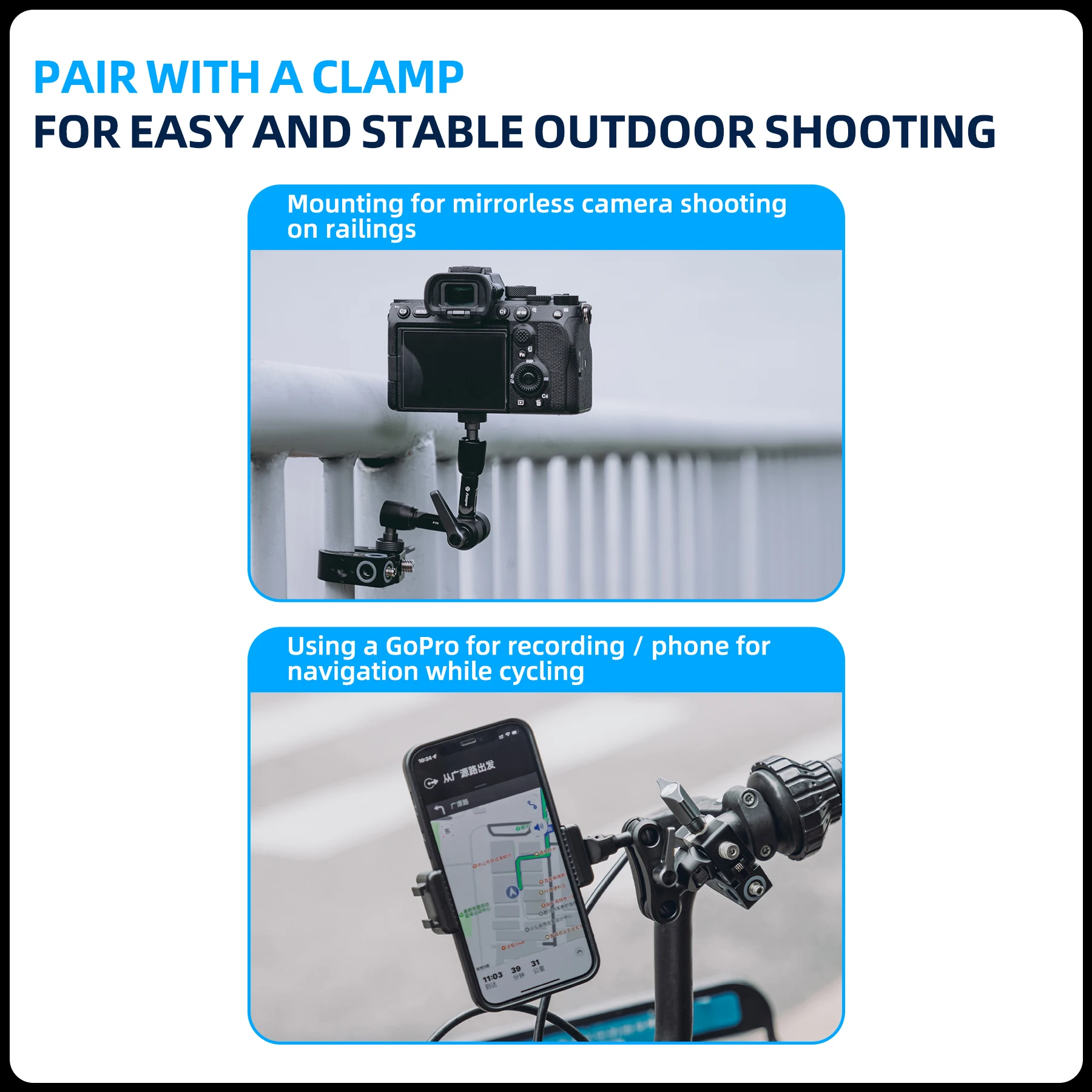 Fotopro Universal Magic Arm 1/4 Inch Screw Adjustable Articulating Magic Arm for Tripod LED Light Monitor