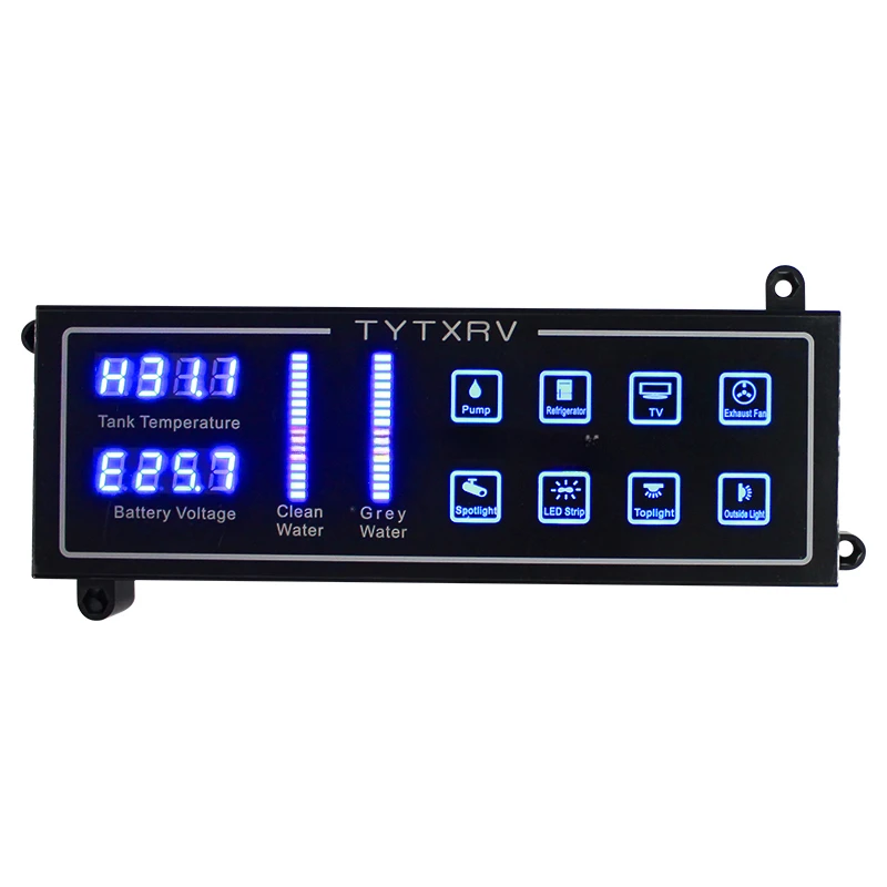 TYTXRV OEM 12V 8 Way Blue Light Touch Panel Include Voltmeter Water Temperature Caravan Intelligent RV Control Panel