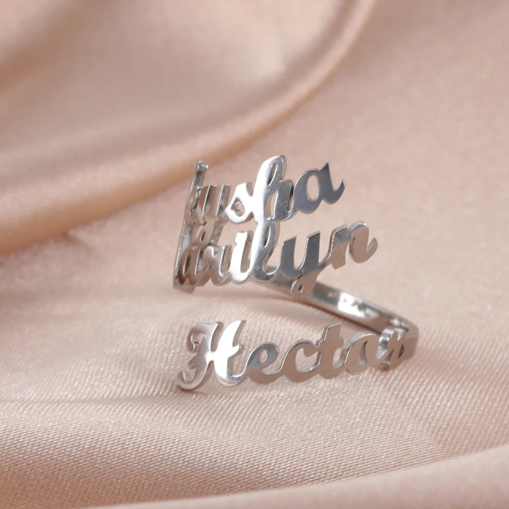 

COOLTIME Custom Name Ring for Women Stainless Steel Fashion Personalized Name Finger Ring Jewelry Family Gifts Wholesale