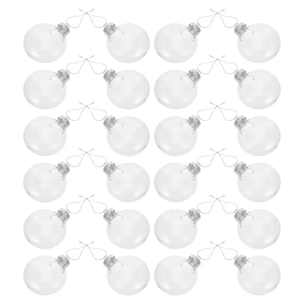 24Pcs Clear Plastic Flat Oval Ornaments Fillable Transparent Baubles for Christmas Tree Top Window Sill Table Party Wedding