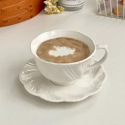 French Afternoon Tea Drinking Set Household White Coffee Cup Light Luxury Ceramic Breakfast Milk Cup Snack Plate 180ml