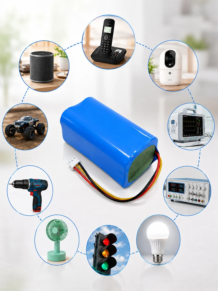 Akumulator litowy 18650 7.4V 4000mAh do megafonu, głośnika, lampy solarnej, zabawek, z płytką ochronną i wtyczką XH2.54-3P — zdjęcie produktu 6