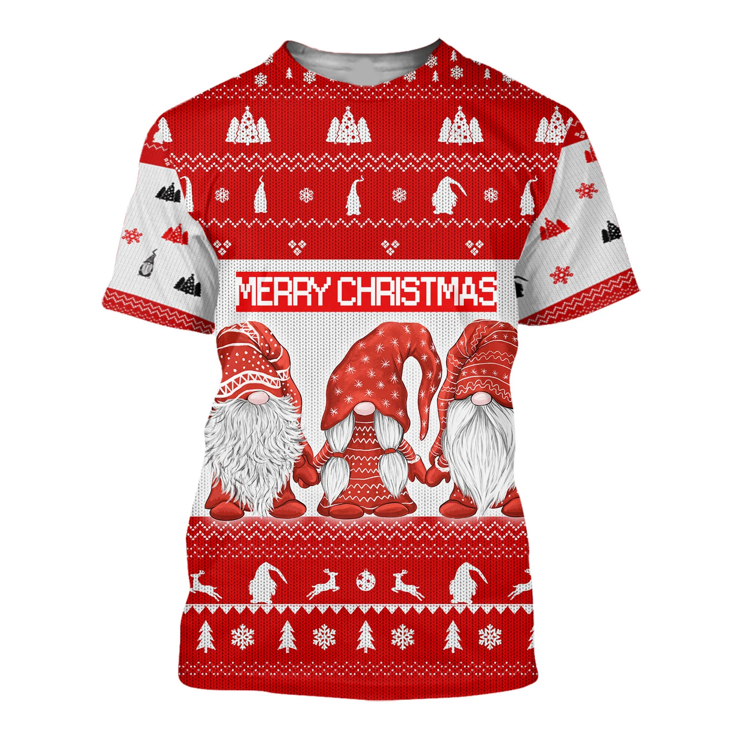 Christmas New Year Men's T Shirt Cartoon Santa Claus Print Tees Casual O-neck Short Sleeve Loose Tops Fashion X'mas Kids Clothes