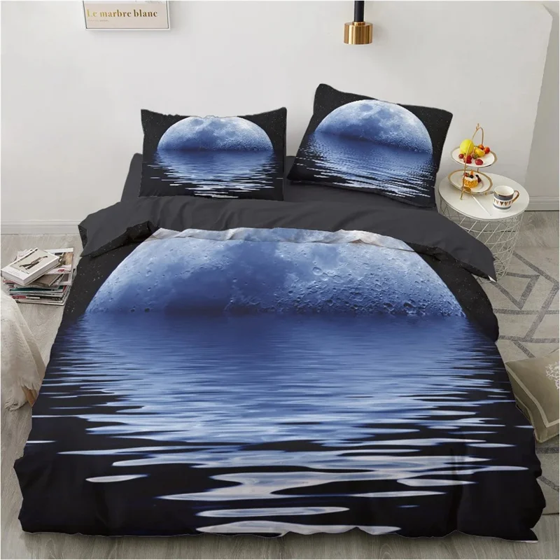 Luxury New Style Moon Fairyland Galaxy 3D Universe Outer Space Themed Duvet Cover Queen Size Women Children Bedroom Decorations