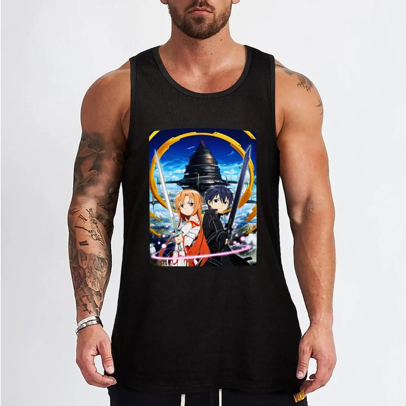 sword art online Tank Top t-shirt Men's sleeveless jackets cotton t-shirts man sleeveless shirt man gym