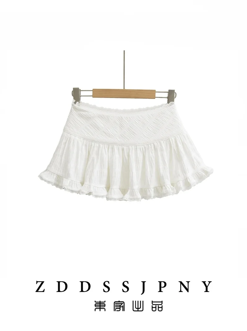 Schattig meisje lage taille A-lijn rok Kanten rand Taartrok Ballet Sle Fairy Rok ort Rok Pure kleur Ander materiaal 00%