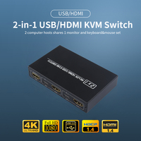 2K*4K AIMOS AM-KVM 201CL 2-in-1 HDMI/USB KVM Switch Support HD 2K*4K 2 Hosts Share 1 Monitor/Keyboard& Mouse Set HDMI USB