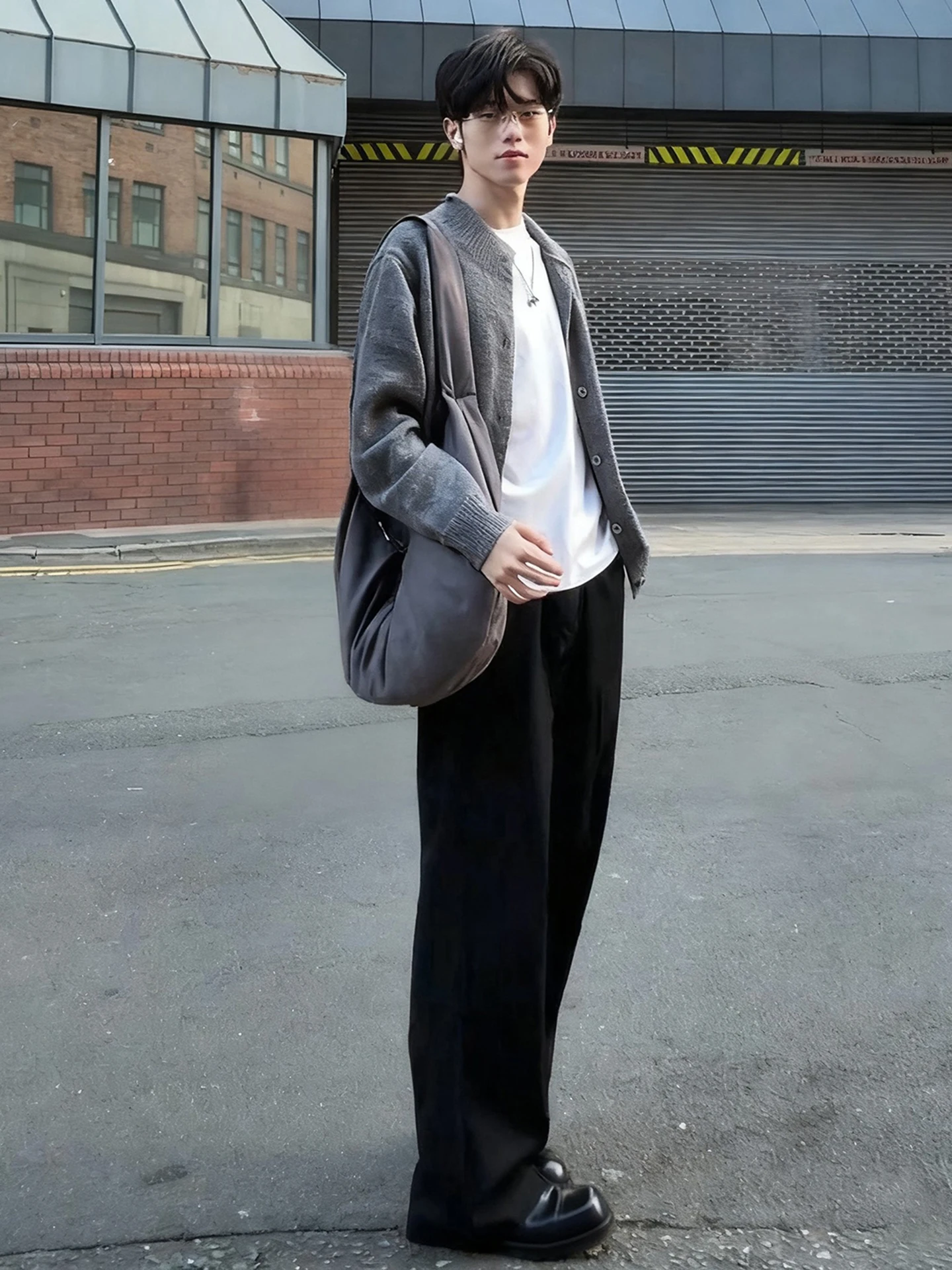 

Cleanfit Bla Knife Pleat Брюки Мужские прямые брюки Костюм Осенняя одежда Повседневная свободная посадка в американском стиле с декоративной строчкой