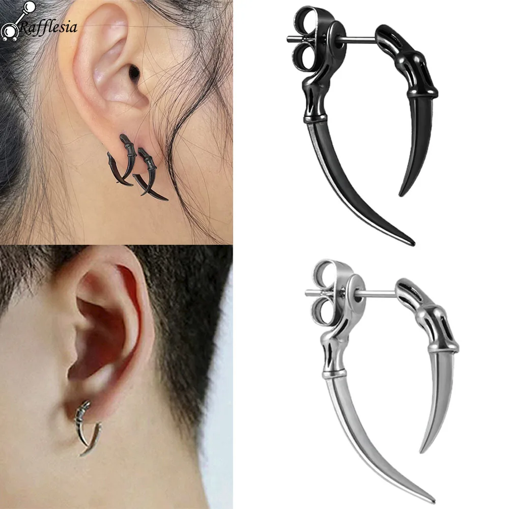 Rafflesia 1-مقابس جراحية من الفولاذ مقابس الفراشة مرصعة بالأذن على طراز الشرير أقراط زنمة سوداء مطلية بالفولاذ مجوهرات ثقب الجسم