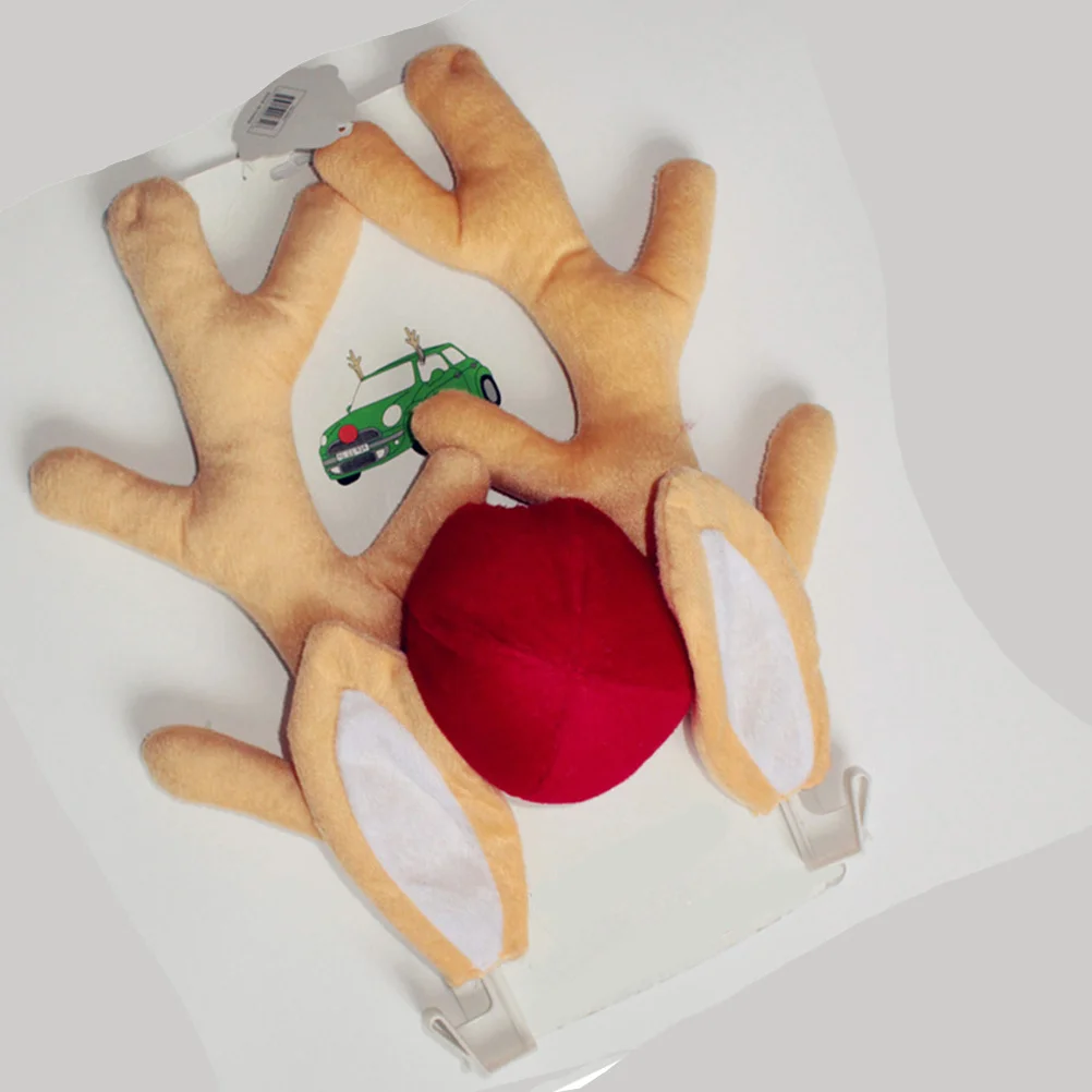 

Car Reindeer Antlers Nose Christmas Decorations Kit Premium Fabric Ears Easy Installation Funny Car Antlers Nose Christmas Road