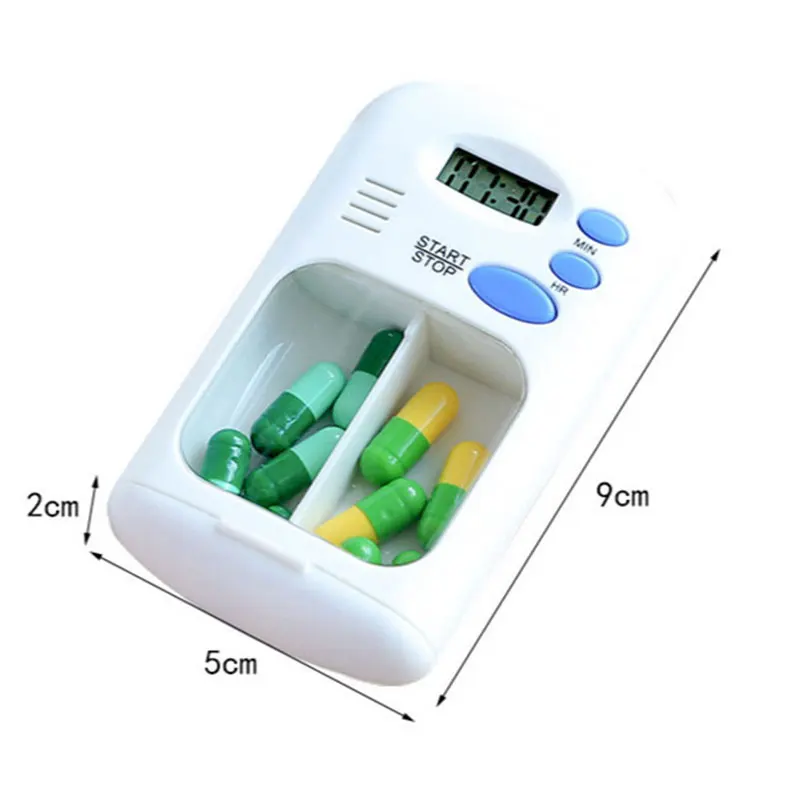 

Pill Case Storage Plastic Pill Box WithTimer Weekly Pillbox Medication Organizer Alarm Cases Mini Portable Reminder Drug Box