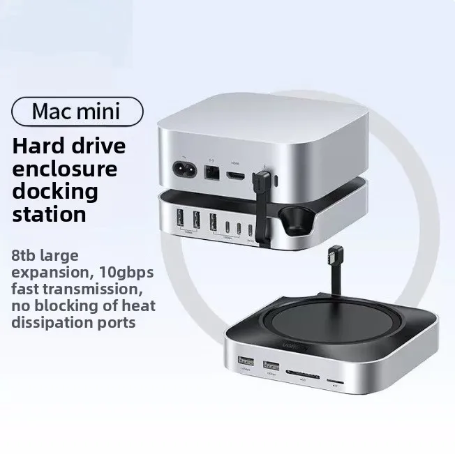 UGREEN 11-in-1 Docking Station for Mac Mini M4, M.2 NVMe SSD Enclosure 10Gbps USB Hub with SD/TF