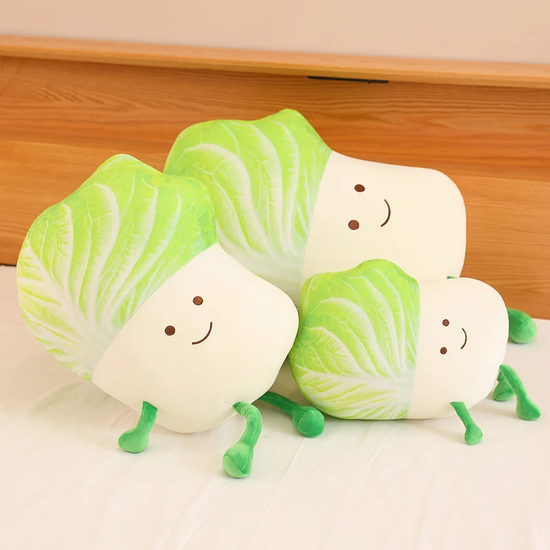 Simulation Cute Vegetable Plush Throw Pillow Cartoon Chinese Cabbage Plushies Cushion Anime Soft Kids Toys Kawaii Room Decor.