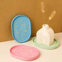 Concrete Oval Tray Silicone Mold DIY Coaster Crafts Making Plaster Resin Jewelry Storage Plate Casting Molds Home Deco Vase Base